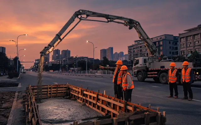 Mentorship crew on municipal street concrete pour